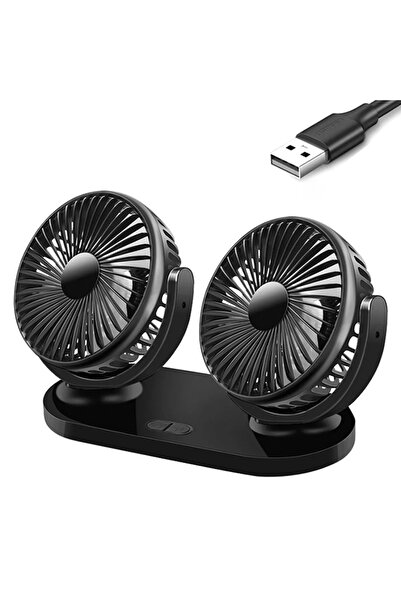 Enraco Çift Başlıklı Araç Fanı Oto Fan Vantilatör 12V/24V (Usb İle Çalışır) S...