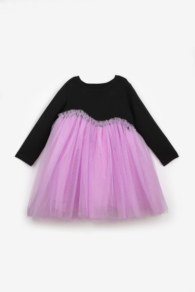 Le Mabelle Girl's Dress with Lilac Asymmetrical Tulle Skirt - Rebeca