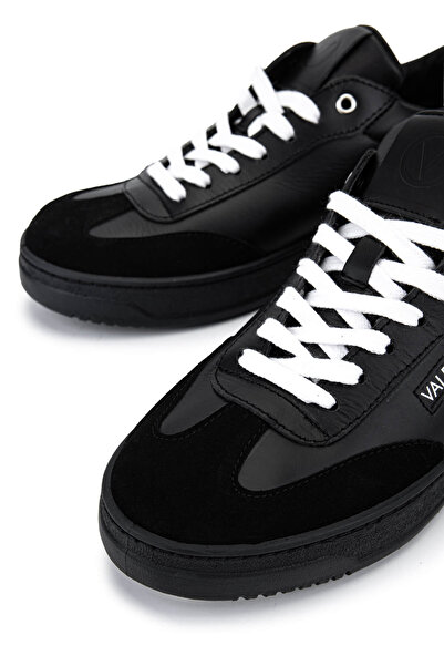 Mario Valentino Men's Genuine Leather Black Sneakers & Sports Shoes