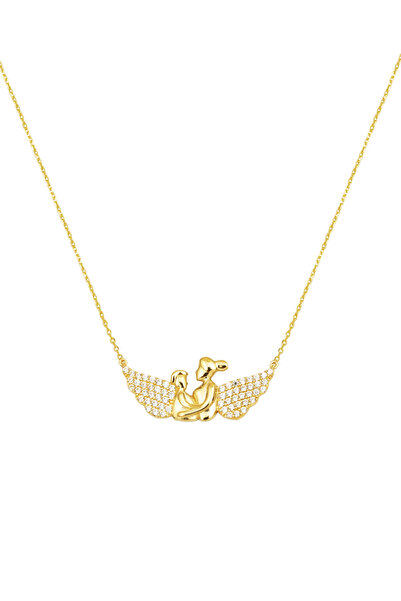 Bilezikci Melek Kanatlı Anne Çocuk Kolyesi Altın