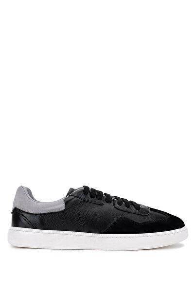 Tamer Tanca Men's Genuine Leather Black Sneakers & Sports Shoes