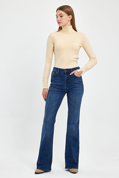 VENA Jenny Dirty Dark Blue High Waist Flare Jean Pants-Dirty Dark Blue