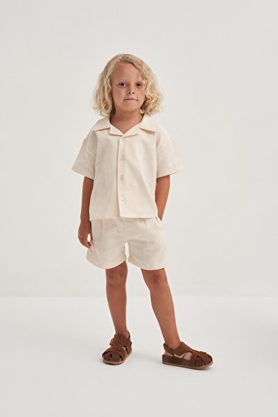 EBU Prive Хлопчача сорочка з органічної бавовни, кремового кольору