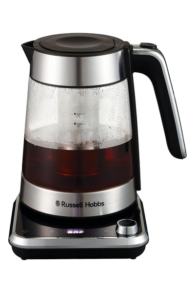 RUSSEL HOBBS 26200-70 Attentiv Temperature Adjustable Glass Kettle with Tea Strainer Stainless Steel 2400W