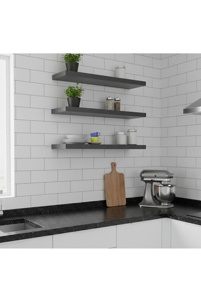 Free Home Premium MDF Ürün Duvar Rafı 3'lü Set 60x15 cm Antrasit Uçan Raf Mod...