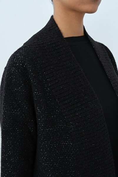 Nihan Sim Detaylı Triko Hırka Siyah