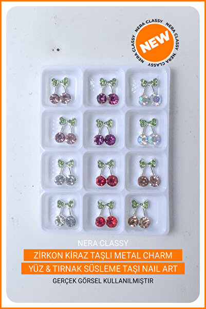 Nera Classy Zirkon Metal Paslanmaz Charm, Takma Tırnak Süsü Charm - (Yüz, Vüc...
