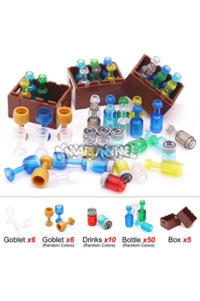Choice مجموعة نبيذ MARUMINE مكونة من 87 قطعة، مكعبات بناء MOC، إكسسوارات، زجاجة نبيذ، مشروبات، صندوق خشبي، Ci