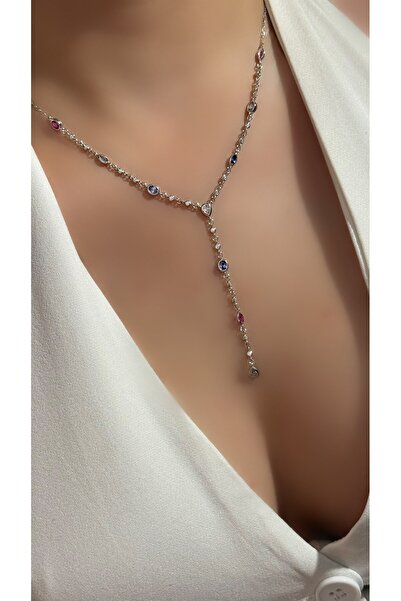 Luna Argento İthal Yüksek Kalite Üretim Kibar Ve Zarif Pembe Mor Mavi Taşlı D...