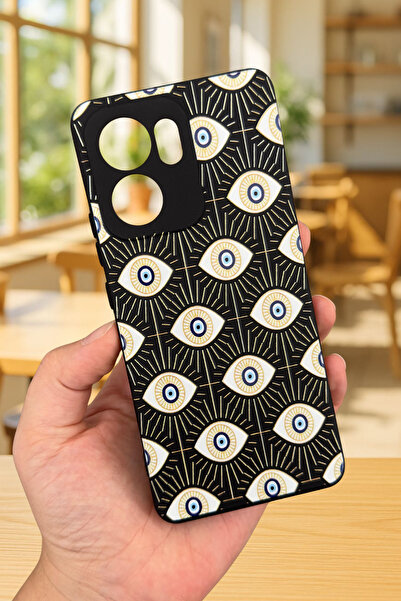 Vip Case OPPO RENO 13 F Uyumlu Evıl Eye Desenli Silikon Darbe Emici Klasik Korumalı Rubber Kılıf