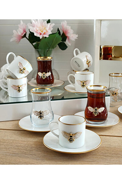 REGNA HOME Fine Living Happy Bee Tea and Coffee Set for 6 People