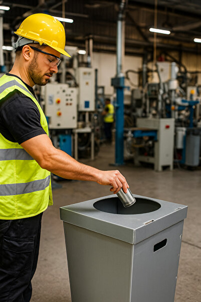 dirilim plastik Metal atıklar, Gri renkli 35x35x70cm geri dönüşüm kutusu atık toplama kutusu