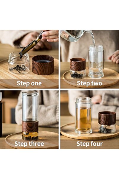 fulina Double Glazed Water Bottle,with Tea Infuser,for Green or Iced Tea Cold Brew Coffee Cup,300ml