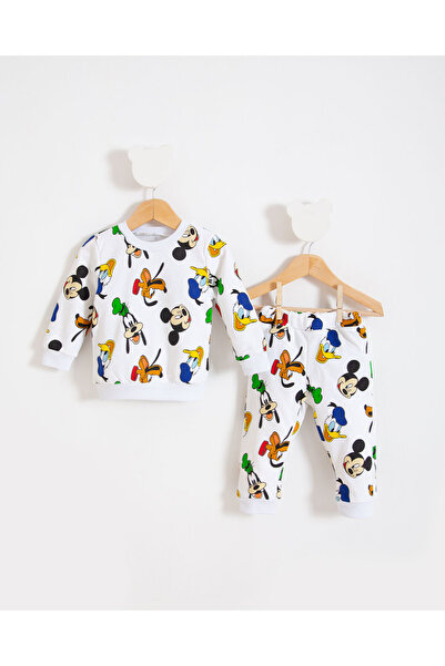 Bubito Special Characters Printed Combed Cotton Baby Bottom and Top Set-White