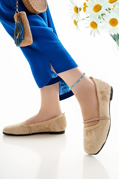 Modafırsat Women's Ballerinas Beige Lightweight Comfortable Stylish Business Office Daily Shoes