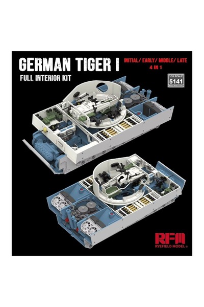 Choice RYEFIELD 5141 مقياس 1/35 النمر الألماني 1 الأولي / المبكر / المتوسط ​​/ المتأخر 4 في 1 مجموعة داخلية كاملة ...