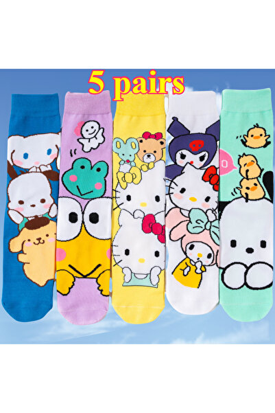 BANDAI MULTI 5pairs Hip Hop Street Style Anime Socks Men Women Novelty Funny Casual Crew Socks CuteY