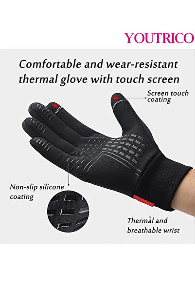 Youtrico قفازات شتوية مقاومة لجميع الأحوال الجوية - متوافقة مع شاشات اللمس، دافئة للجري وركوب الدراجات والقيادة