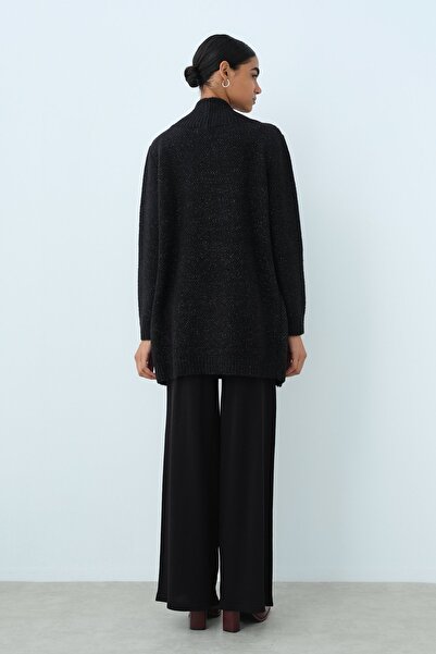 Nihan Sim Detaylı Triko Hırka Siyah