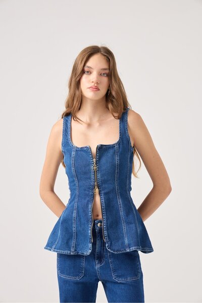 HOLLY LOLLY Belden Seated Tiara Jean Bustier Blue