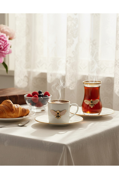 REGNA HOME Fine Living Happy Bee Tea and Coffee Set for 6 People