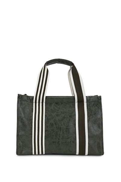 Tamer Tanca Women's Vegan Khaki Patent Leather Shoulder Bag