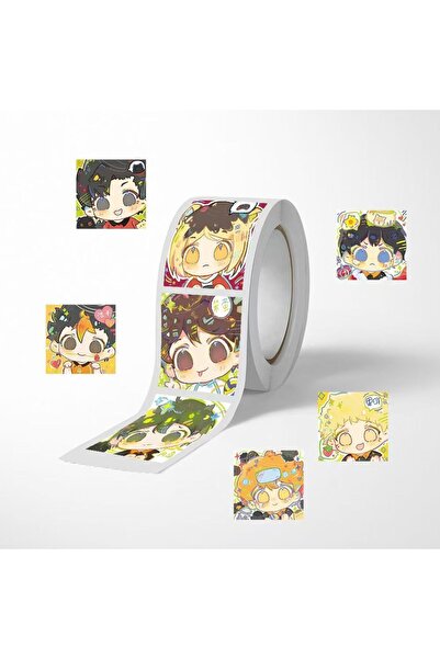 BANDAI 1 roll 500PCS/Roll Haikyuu Anime Stickers Cute Hinata Shoyo Cartoon Decals Toy Journal Notebook Guit