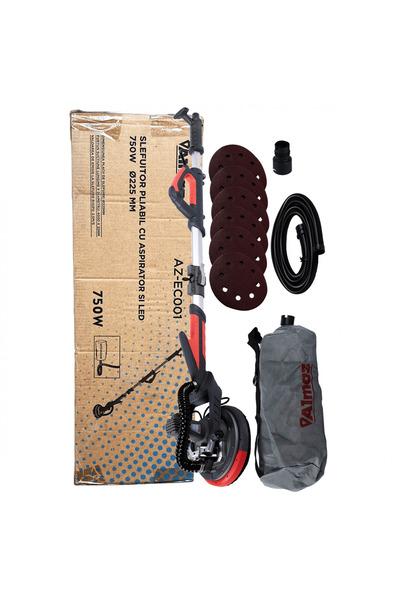 Golden Fish Șlefuitor de pereți pliabil cu aspirator LED, 750 W, 1600 Rpm, Ø2...