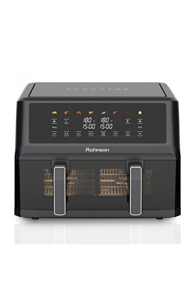 ROHNSON 2 in 1 hot air fryer R2864, 2 x 5.2 L, 2400W, 1h/24h timer, 80-200°C, 8 programs,