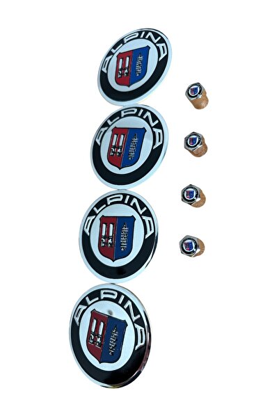 İKTUNING BMW ALPINA LOGO 56 MM ALÜMİNYUM JANT GÖBEK STICKER VE 4 ADET ALÜMİNY...