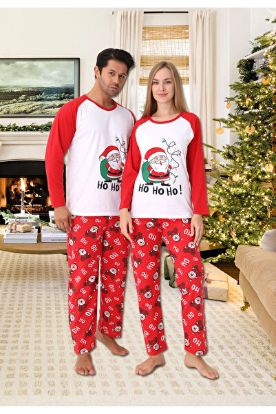 Intisimo Pijamale bărbătești, Moș Crăciun, HoHoHo, bumbac, roșu/alb - XL