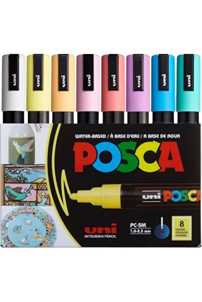 Innovium Комплект маркери Posca PC-5M Soft Light System, 8 пастелни цвята, ср...