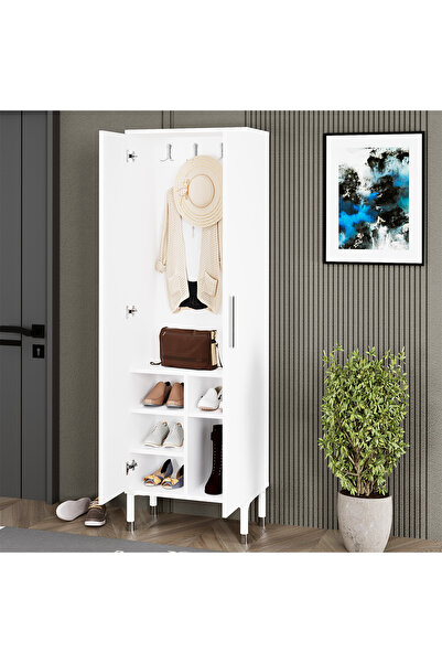 Kalender Dekor Buket-1 Ayaklı Aynalı Ayakkabılık Portmanto Vestiyer