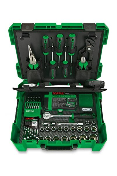 TOPTUL GCZ104A mechanics kit, 104 pieces, screwdrivers, sockets, hammer, chisels, tape measure, finish