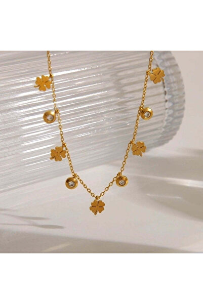 Pursehuit Χρυσό κολιέ, ανοξείδωτο ατσάλι, φυσητό με χρυσό 18 καρατίων, με τρι...