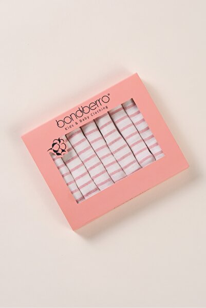 Bondberro 7'li Ağız Silme Mendili %100 Pamuk 20 x 20 Cm ( Mercan Çizgili )