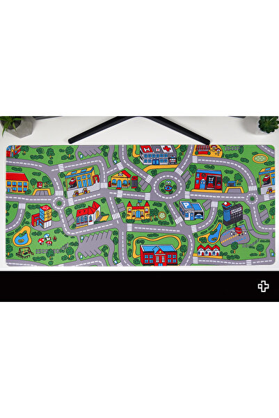 QwertyKey Mousepad γραφείου Nostalgia Busy Town με ραμμένες άκρες 4 χιλ.