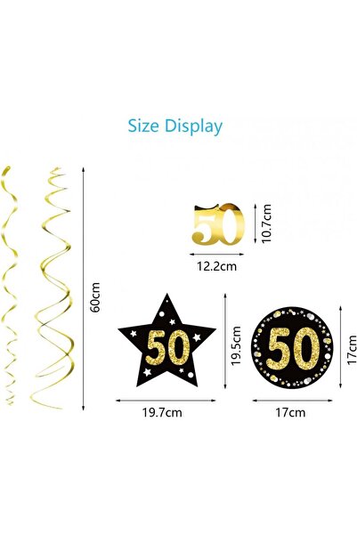 LOPOTIN Set of 24 birthday decorations, cardboard/PVC, black/gold/silver