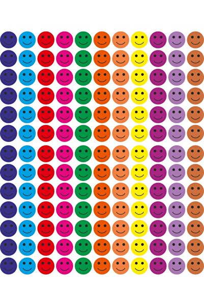 OEM Set 286 stickere din hartie, fete zambitoare, multicolor, diametru 1.5 cm