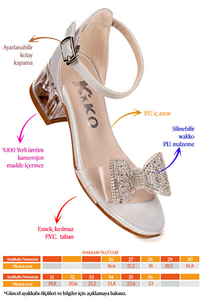 KARAMAZI Tire Girl's 4 cm Transparent Heeled Sandals Evening Dress Shoes