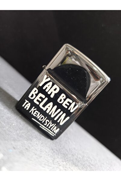 enyatakı Yar ben belanın ta kendisiyim yazılı benzinli metal tarz çakmak