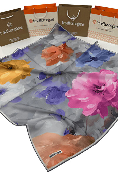 Tesettürnağme М'яка бавовняна шарф TN2007 з квітковим візерунком коралово-рож...