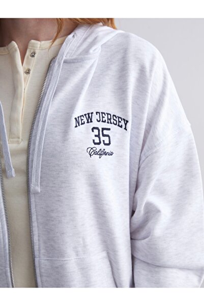 LC Waikiki Cc collection - Kapüşonlu Oversize Kadın Kalın Fermuarlı Sweatshirt