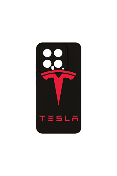 bestcase Husă premium din silicon pentru Xiaomi 14, logo Tesla roșu, PB 1711