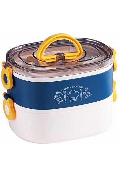 FixPoint Steel Lunch Box Two Layers 1900ml Navy Blue