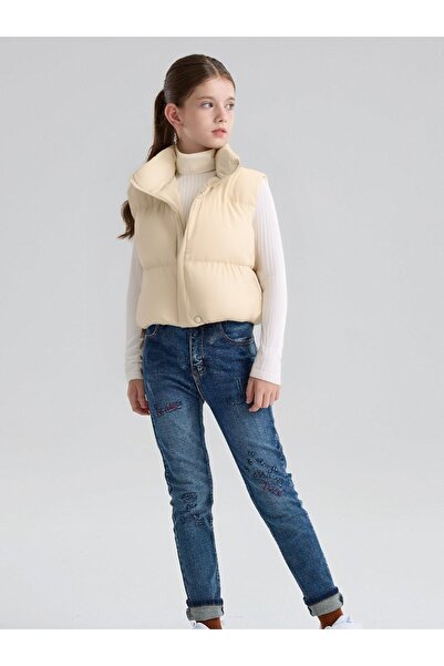 SETTY KOOP Girls' Faux Leather Lightweight Puffer Vest Jacket