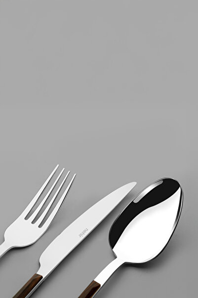 Nehir Viola Ahşap 6 Kişilik Desenli 30 Parça Kutulu Çatal Kaşık Bıçak Takımı