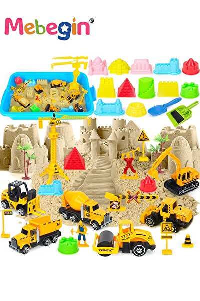 MEBEGIN مجموعة ألعاب رمل البناء مع صندوق تخزين، مجموعة ألعاب رمل الشاطئ مع رم...