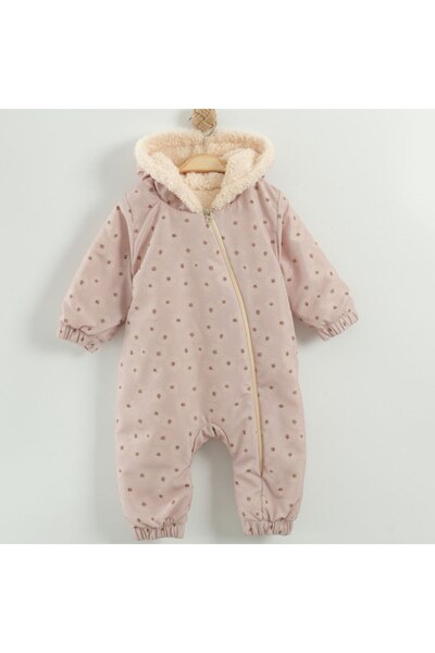 sarena Kız Bebek Çıtır Çiçek Desenli İçi Peluş Kışlık Kozmonot Mont Tulum