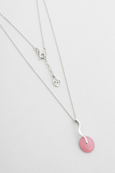 So CHIC... Kalsedon Masalı 18 Ayar Beyaz Altın Kaplama 42 Cm Gümüş Kolye